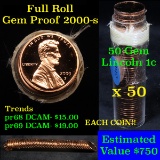 Proof 2000-s Lincoln cent 1c roll, 50 pieces (fc)