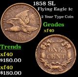 1858 SL Flying Eagle Cent 1c Grades xf