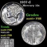 1937-d Mercury Dime 10c Grades GEM+ FSB