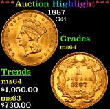 ***Auction Highlight*** 1887 Gold Dollar $1 Grades Choice Unc (fc)