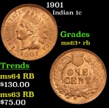 1901 Indian Cent 1c Grades Select+ Unc RB