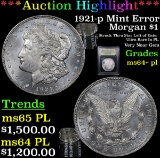 ***Auction Highlight*** 1921-p Mint Error Morgan Dollar $1 Graded Choice Unc+ PL By USCG (fc)