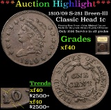 ***Auction Highlight*** 1810/09 S-281 Breen-III Classic Head Large Cent 1c Graded xf By USCG (fc)