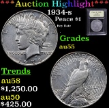 ***Auction Highlight*** 1934-s Peace Dollar $1 Graded Choice AU By USCG (fc)