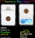 Proof NGC 1884 Indian Cent 1c Graded pr64 rb By NGC