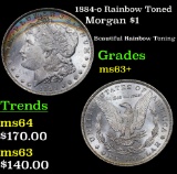 1884-o Rainbow Toned Morgan Dollar $1 Grades Select+ Unc