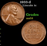 1933-d Lincoln Cent 1c Grades Select AU
