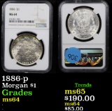 1886-p Morgan Dollar $1 Graded ms64 By NGC