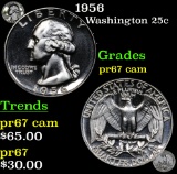 Proof 1956 Washington Quarter 25c Grades GEM++ Proof Cameo