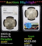 ***Auction Highlight*** NGC 1925-p Peace Dollar $1 Graded ms65 By NGC (fc)