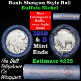 Buffalo Nickel Shotgun Roll in Old Bank Style 'Bell Telephone'  Wrapper 1919 & P/D Mint Ends