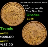 1863 Oliver Boutwell, brass Civil War Token 1c Grades Choice AU/BU Slider