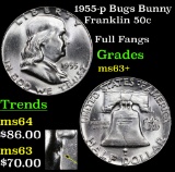 1955-p Bugs Bunny Franklin Half Dollar 50c Grades Select+ Unc