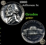 Proof 1960 Jefferson Nickel 5c Grades GEM+ Proof