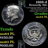 1969-d Kennedy Half Dollar 50c Grades Choice Unc PL