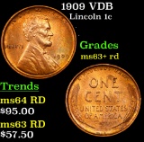 1909 VDB Lincoln Cent 1c Grades Select+ Unc RD