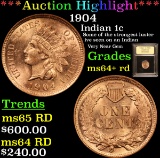 ***Auction Highlight*** 1904 Indian Cent 1c Graded Choice+ Unc RD By USCG (fc)