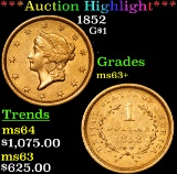 ***Auction Highlight*** 1852 Gold Dollar $1 Grades Select+ Unc (fc)