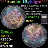 ***Auction Highlight*** 1884-o Rainbow Toned Morgan Dollar $1 Graded GEM++ Unc By USCG (fc)