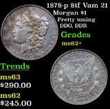 1878-p 8tf Vam 21 Morgan Dollar $1 Grades Select Unc