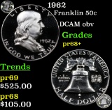 Proof 1962 Franklin Half Dollar 50c Grades GEM++ Proof