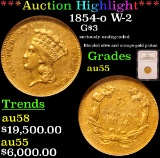 ***Auction Highlight*** NGC 1854-o W-2 Three Dollar Gold .$3 Graded au55 By NGC (fc)