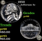 Proof 1950 Jefferson Nickel 5c Grades GEM+ Proof