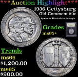 ***Auction Highlight*** 1936 Gettysburg Old Commem Half Dollar 50c Graded GEM+ Unc By USCG (fc)