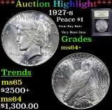 ***Auction Highlight*** 1927-s Peace Dollar $1 Graded Choice+ Unc By USCG (fc)