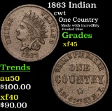 1863 Indian Civil War Token 1c Grades xf+
