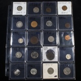 Page of 20 Mixed coins Mercury 10c, Braided Hair 1c, Washington 25c, Buffalo 5c, Indian 1c, Jefferso