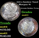 1885-o Rainbow Toned Morgan Dollar $1 Grades Select+ Unc