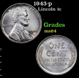 1943-p Lincoln Cent 1c Grades Choice Unc