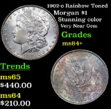 1902-o Rainbow Toned Morgan Dollar $1 Grades Choice+ Unc