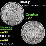 1853-p Seated Liberty Half Dime 1/2 10c Grades Choice AU