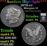***Auction Highlight*** 1878-cc Morgan Dollar $1 Graded Select Unc+ PL By USCG (fc)