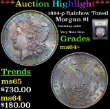 ***Auction Highlight*** 1884-p Rainbow Toned Morgan Dollar $1 Graded Choice+ Unc By USCG (fc)