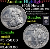 ***Auction Highlight*** 1928 Hawaii Old Commem Half Dollar 50c Graded Choice+ Unc By USCG (fc)