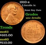 1910-s Lincoln Cent 1c Grades Unc Details