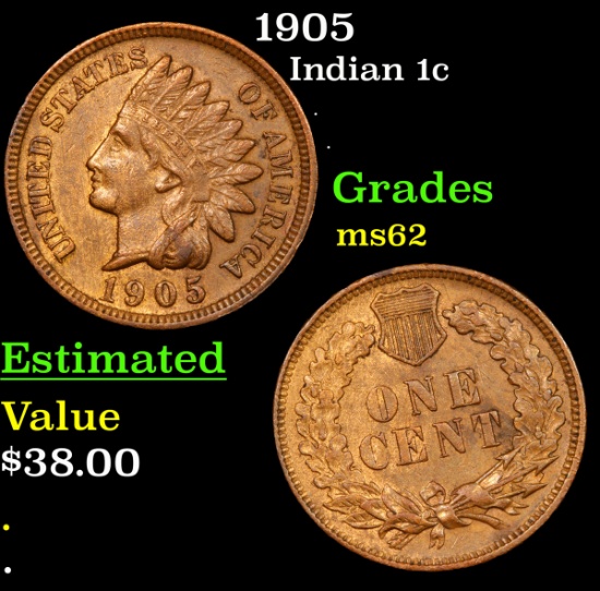 1905 Indian Cent 1c Grades Select Unc