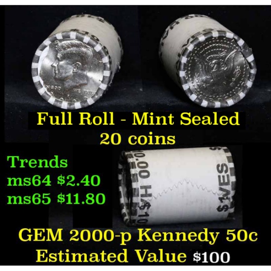 2000-p $10 Mint Rolled Kennedy Half Dollar Shotgun Roll