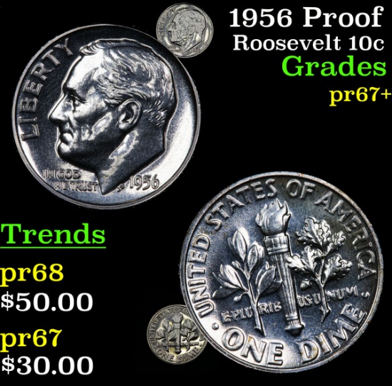 1956 Proof Roosevelt Dime 10c Grades GEM++ Proof