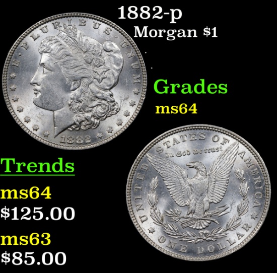 1882-p Morgan Dollar $1 Grades Choice Unc