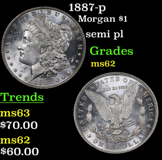 1887-p Morgan Dollar $1 Grades Select Unc