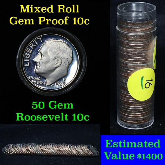 **Auction Highlight*** Mixed Roosevelt Dime 10c proof roll, 50 pieces (fc)
