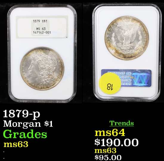 NGC 1879-p Morgan Dollar $1 Graded ms63 By NGC