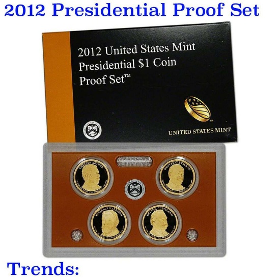 2012 United States Mint Presidential Dollar Coin Proof Set 4 coins