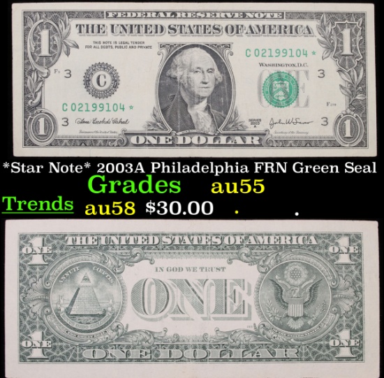 *Star Note* 2003A Philadelphia FRN Green Seal Grades