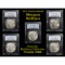 5 Unc Morgan $1 Graded By PCGS Mixed Dates From The McClaren Collection