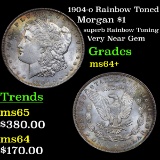 1904-o Rainbow Toned Morgan Dollar $1 Grades Choice+ Unc